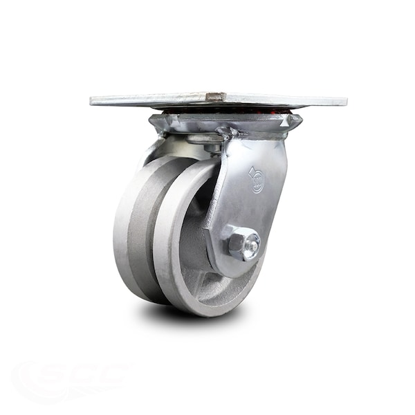 4 Inch Heavy Duty Top Plate V Groove Semi Steel Swivel Caster with Ball Bearing
